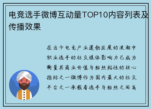 电竞选手微博互动量TOP10内容列表及传播效果